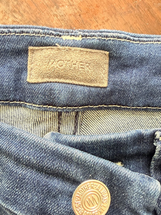 MOTHER Denim - MOTHER Jeans in medium blue with tan leather patch